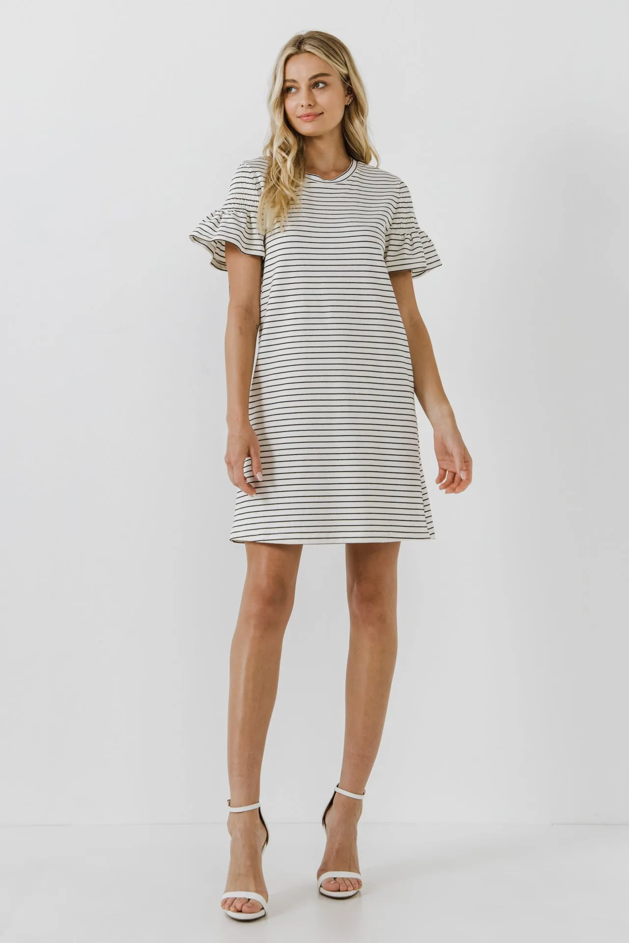 Smocked Striped Mini Dress