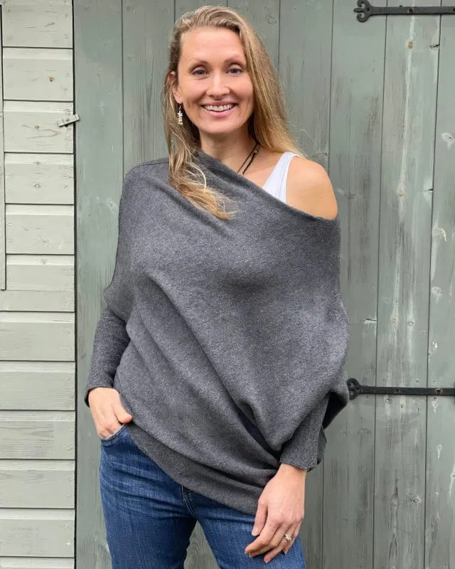 Soft Knit Asymmetric Jumper - Dark Grey