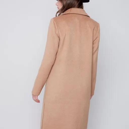 Solid Faux Wool Melton Tailored Coat - Charlie B