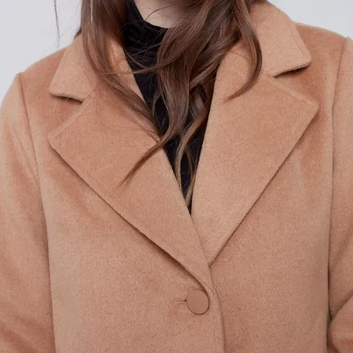 Solid Faux Wool Melton Tailored Coat - Charlie B