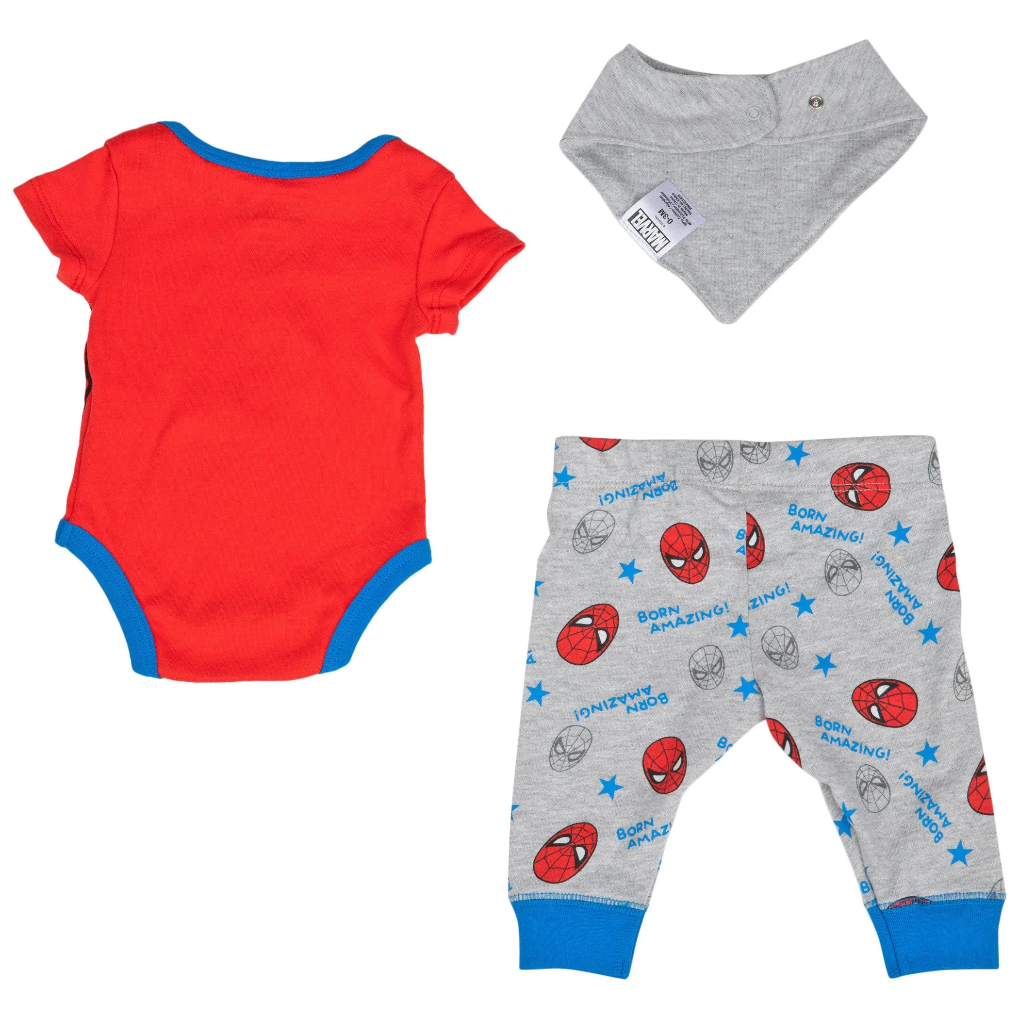 Spider-Man I was Born Amazing 3-Piece Bodysuit Pant and Bib Set