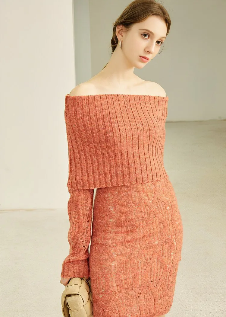 STRAIGHT NECK KNIT DRESS