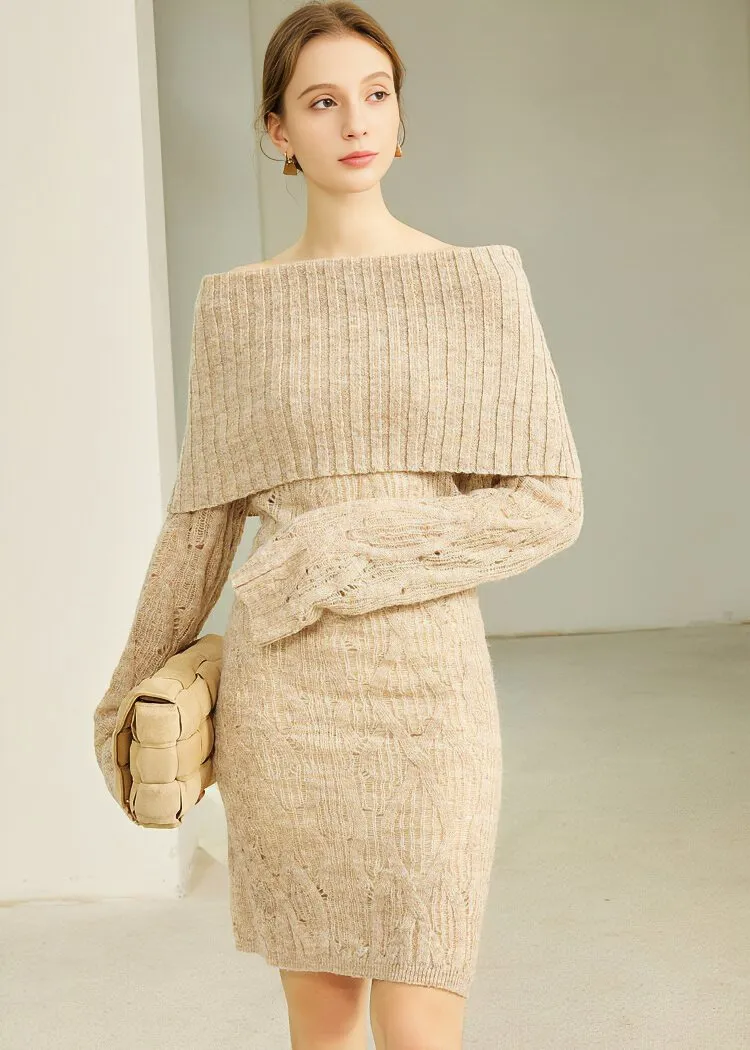 STRAIGHT NECK KNIT DRESS