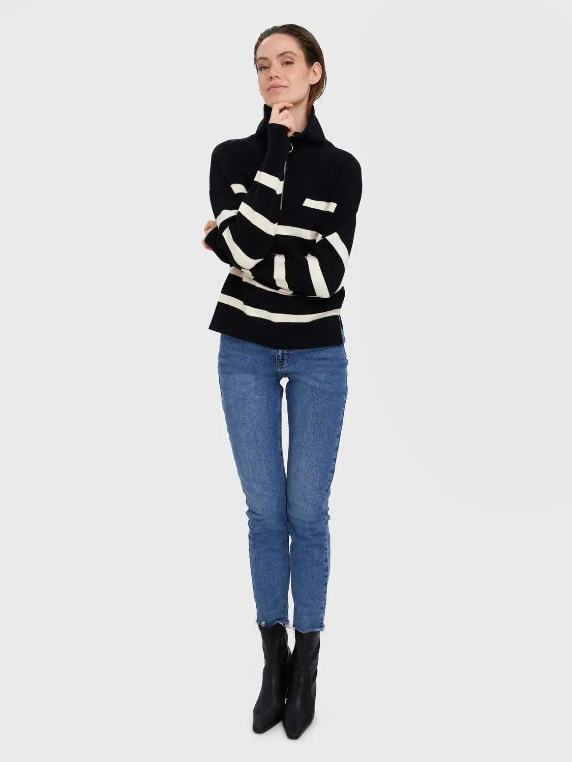 Stripe Zip Up Pullover