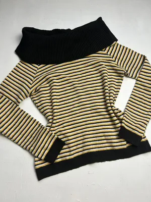 Striped bardot neck yellow & black stretchy y2k jumper (S/M)