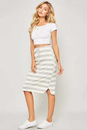 Striped Midi Skirt in Grey