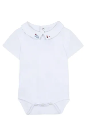 TAR White Bodysuit with Blue and Red Trim