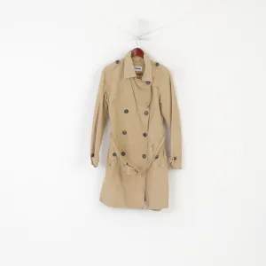 TCM Women 38 M Coat Beige Cotton Nylon Blend Classic Double Breasted Trench