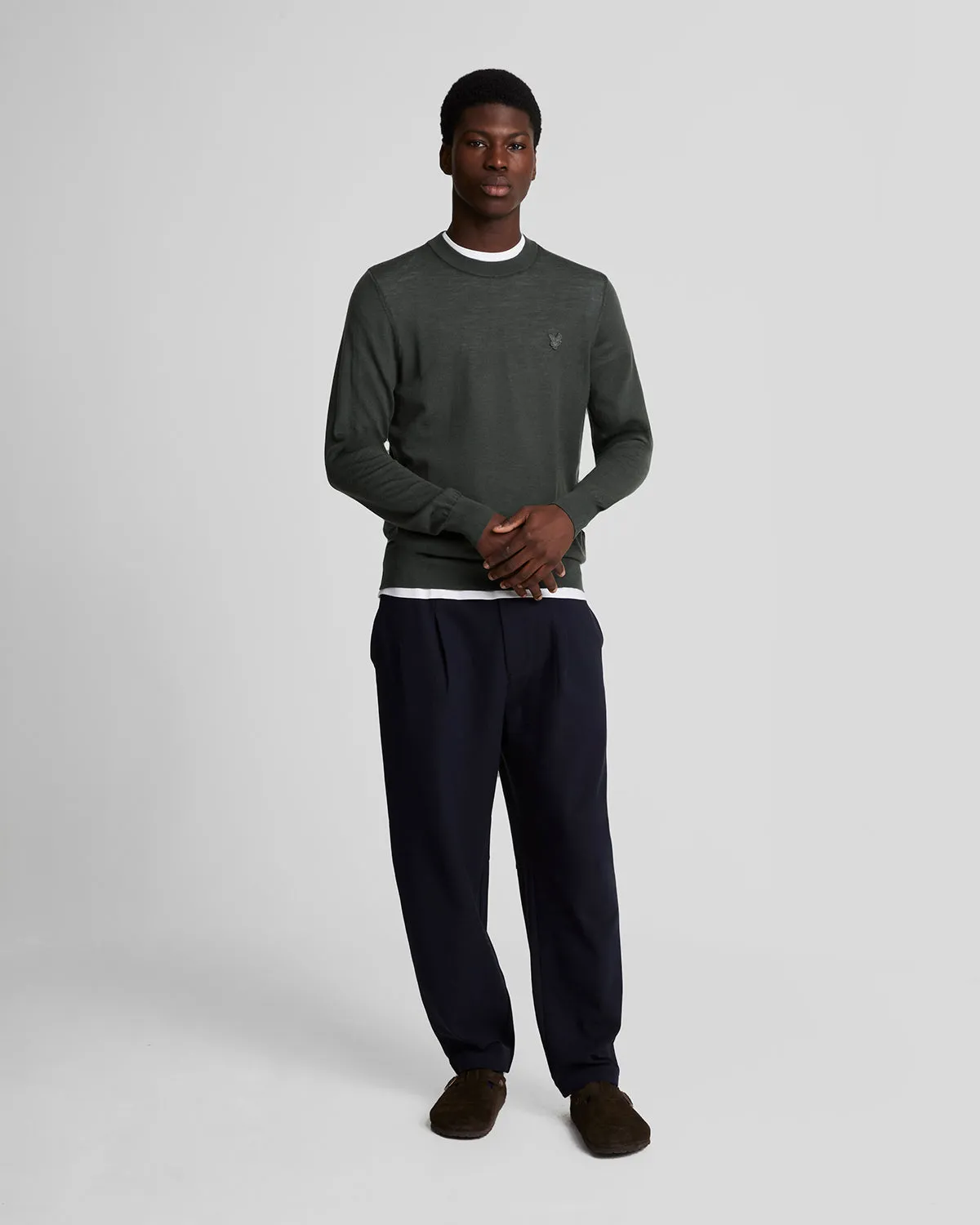 Tonal Eagle Merino Crew Neck Jumper