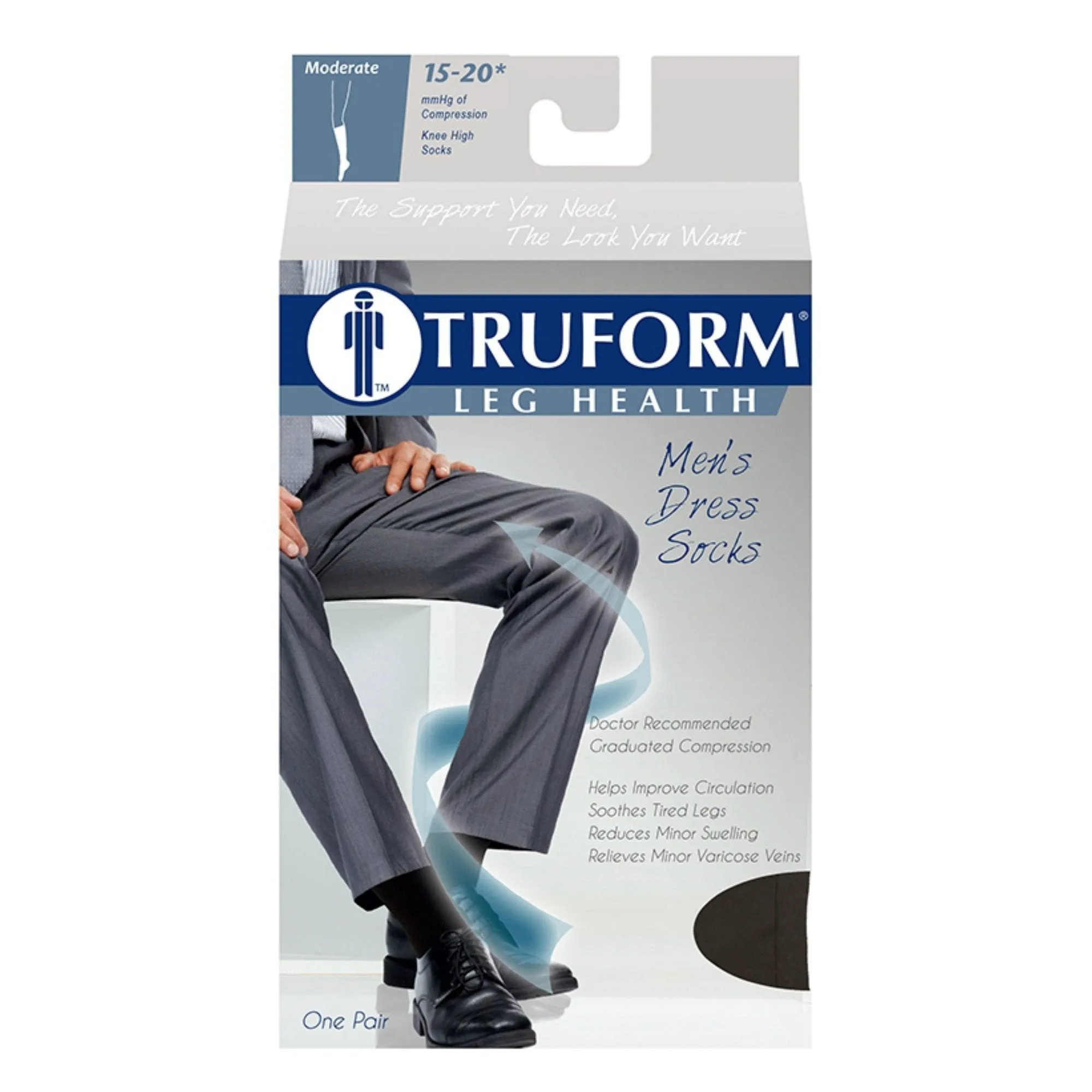 TRUFORM® Men's Dress Knee High 15-20 mmHg