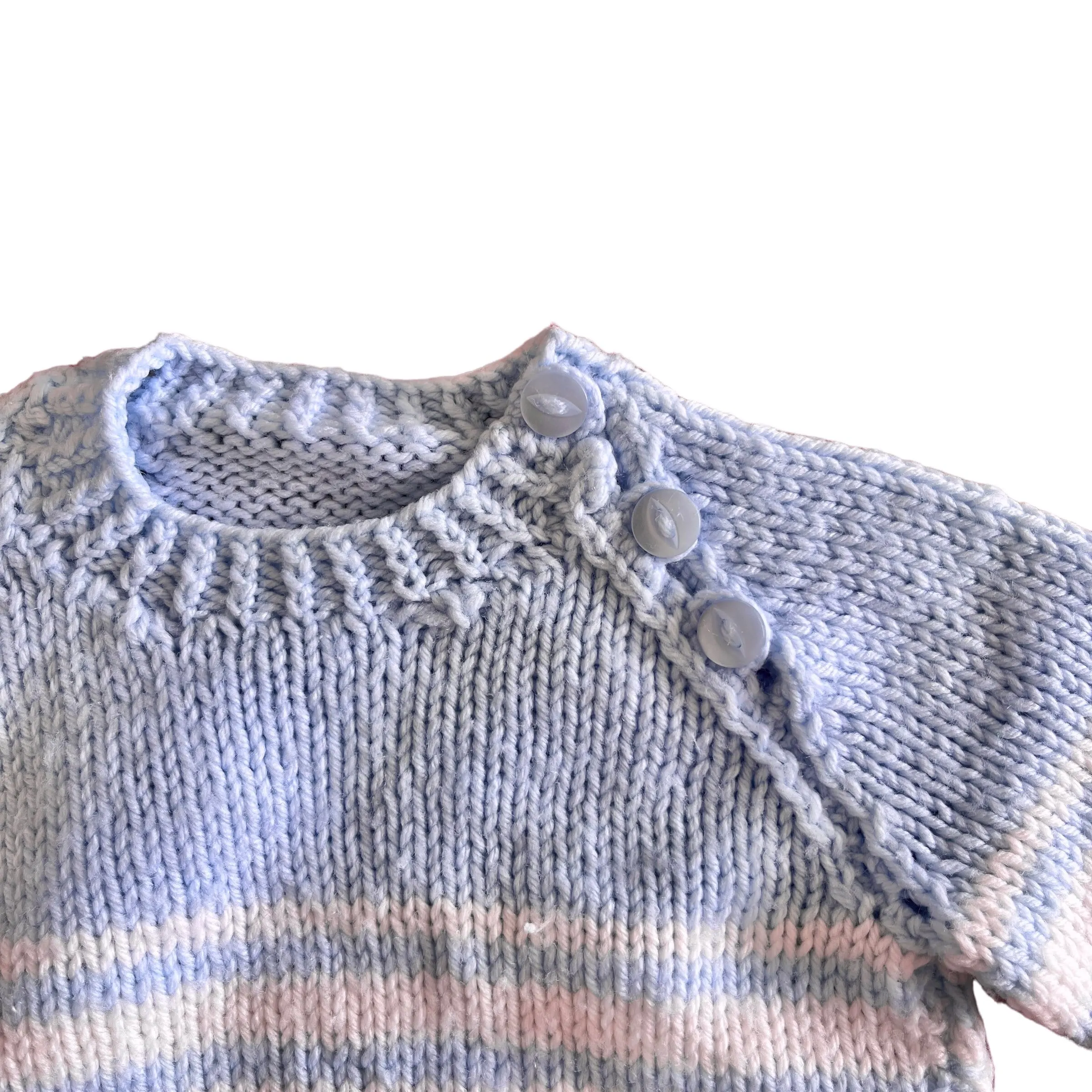 Vintage 1970's Blue Hand Knitted  Jumper  Newborn