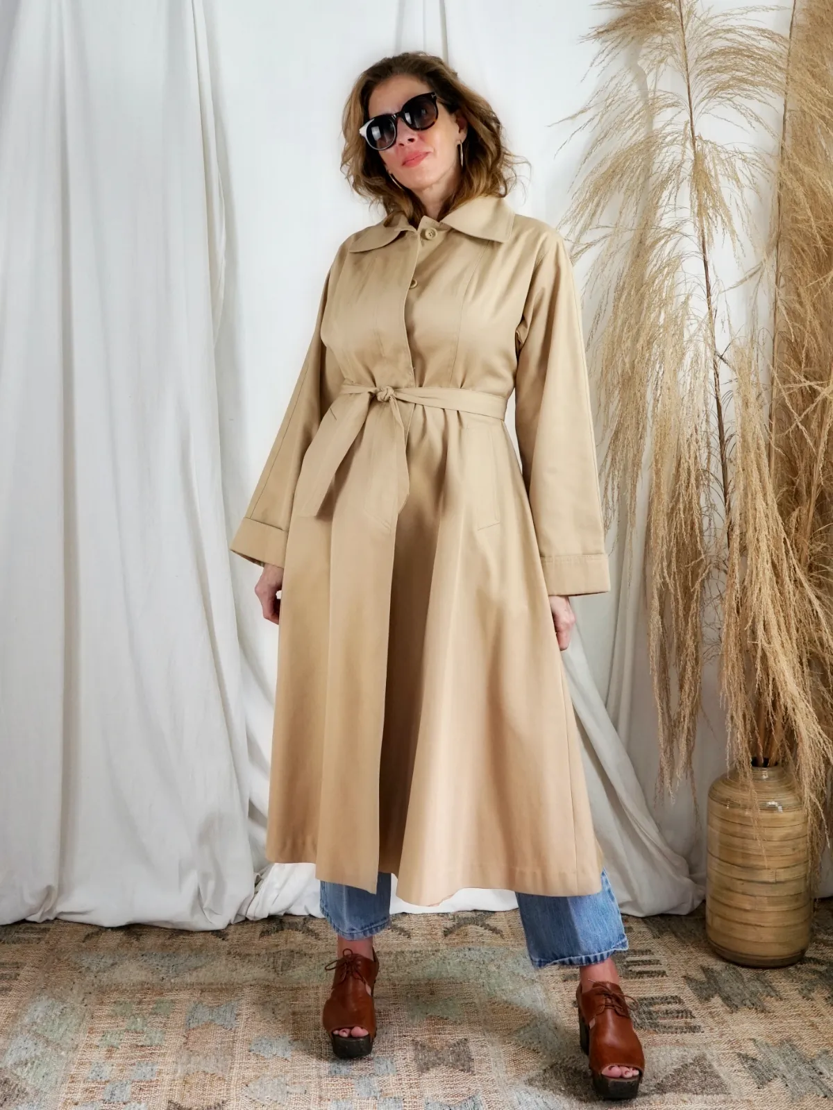 Vintage Classic Belted Trench Coat