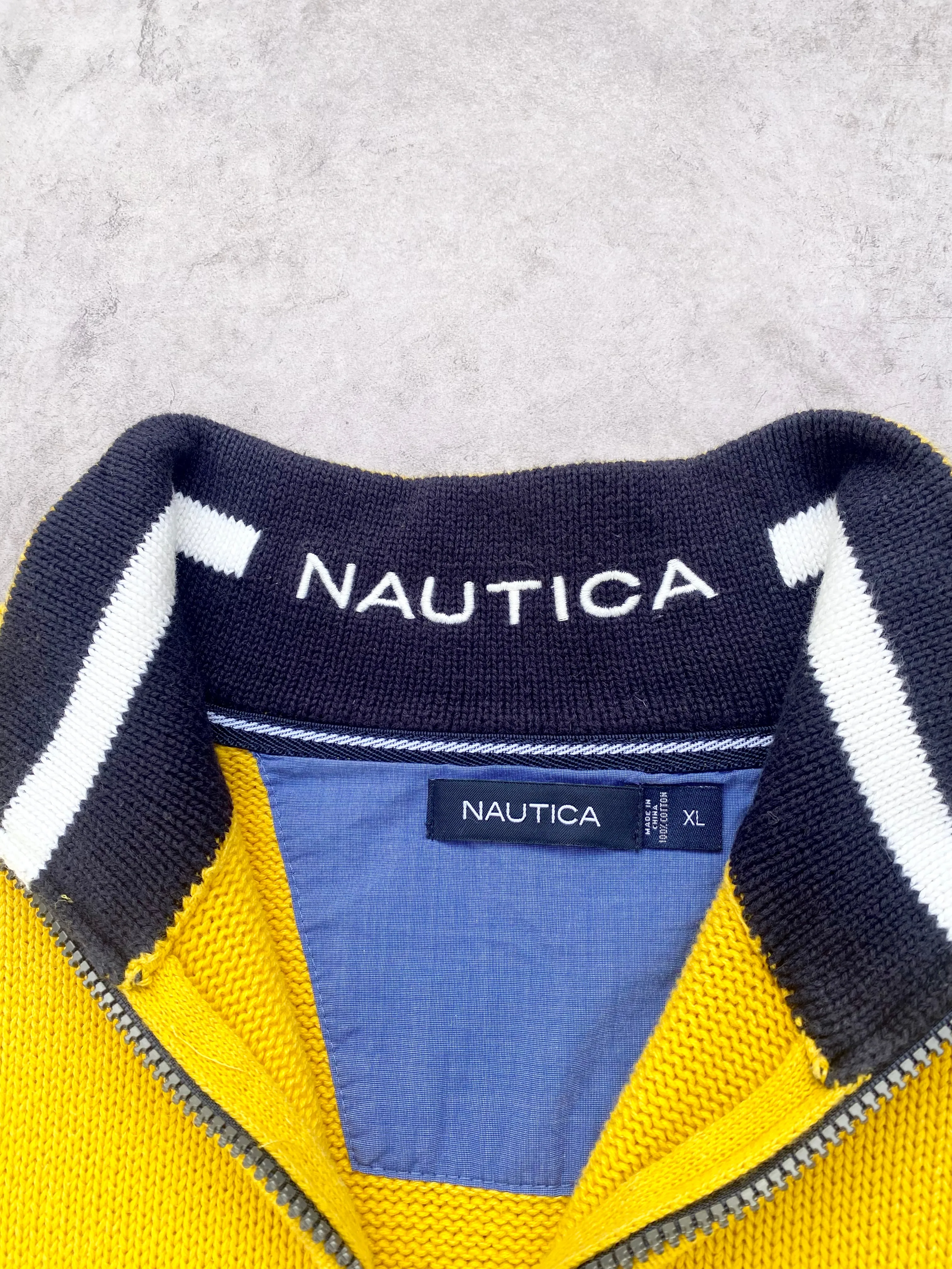 Vintage Nautica Quarter Zip Knit Sweater (XL)