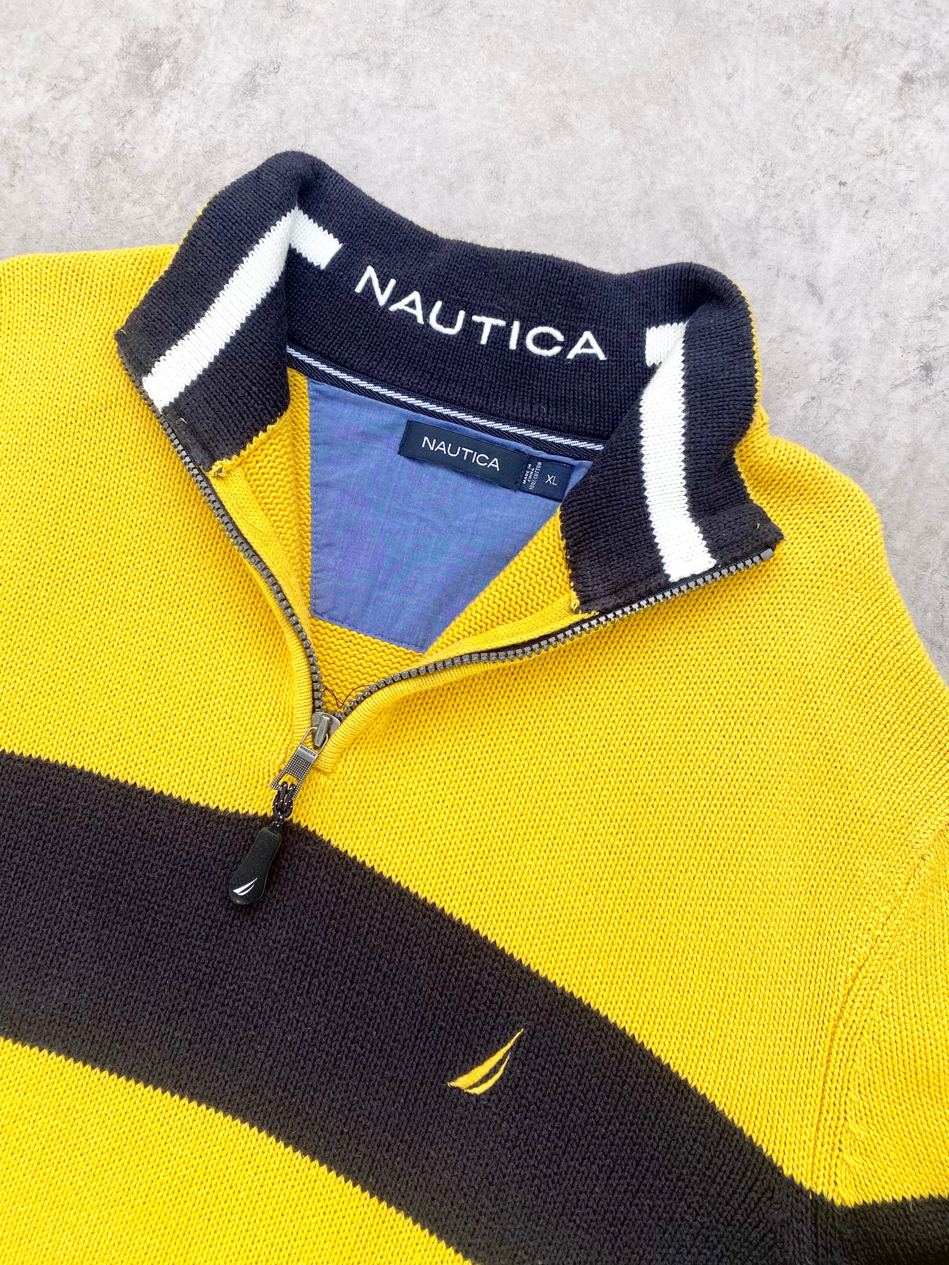 Vintage Nautica Quarter Zip Knit Sweater (XL)