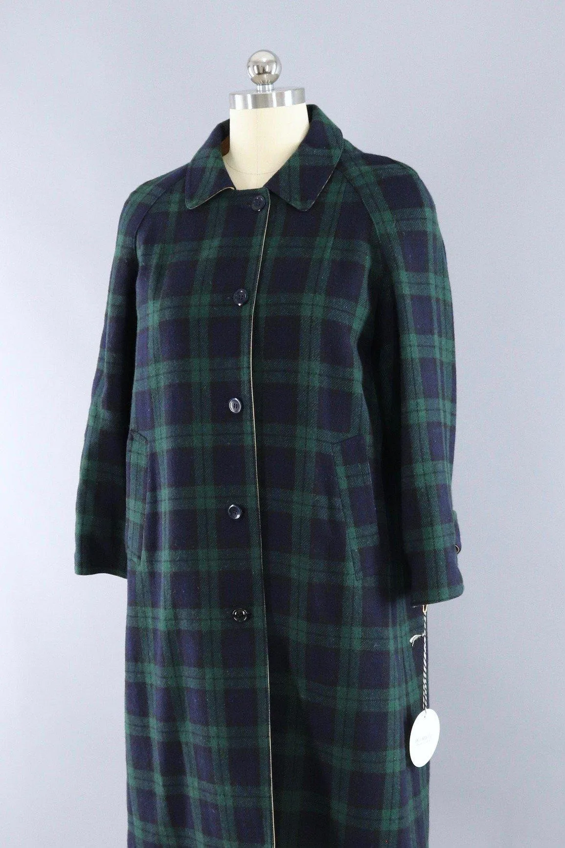 Vintage Scotland Black Watch Tartan Wool Coat