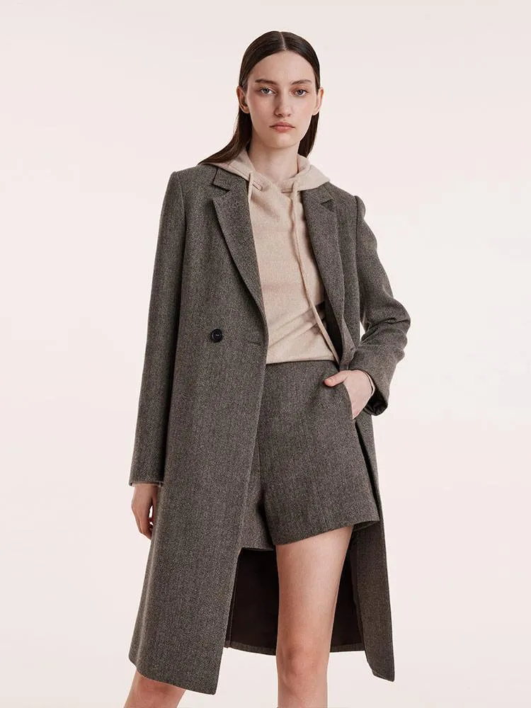 Washable Wool Notched Lapel Coat