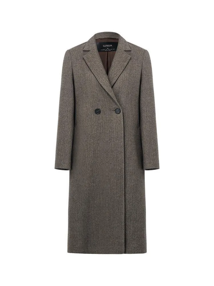 Washable Wool Notched Lapel Coat