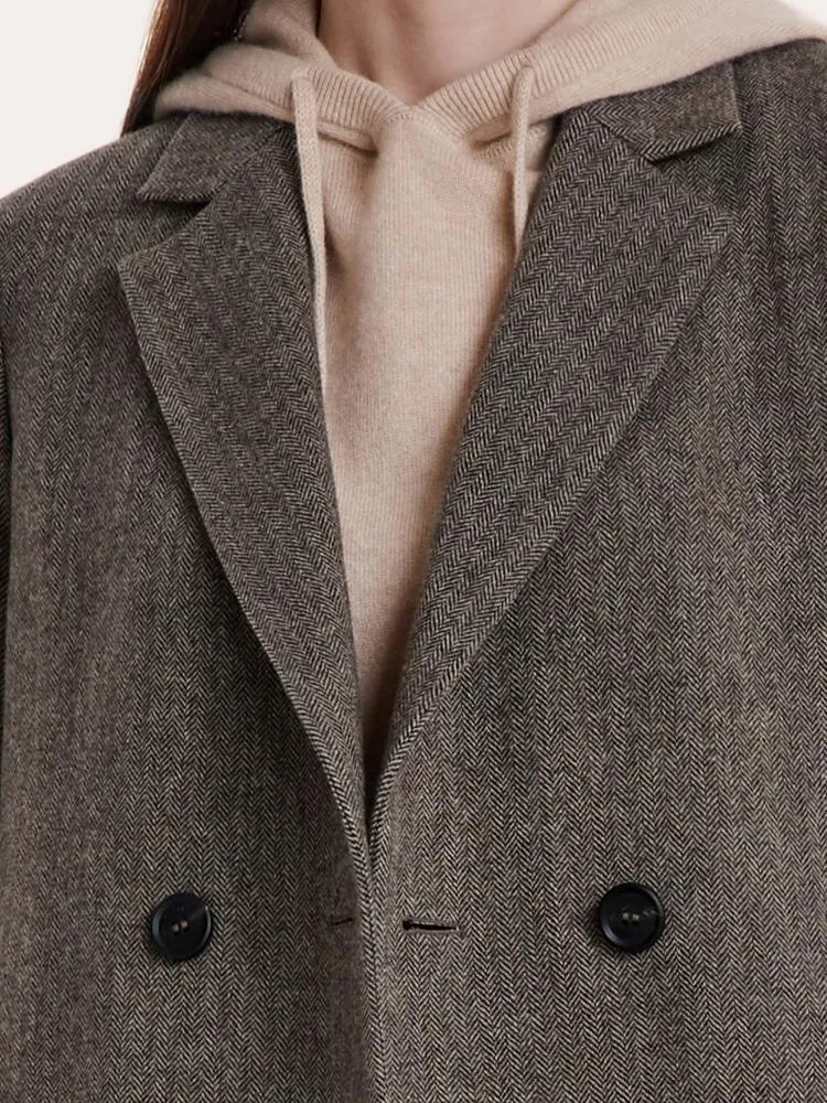 Washable Wool Notched Lapel Coat