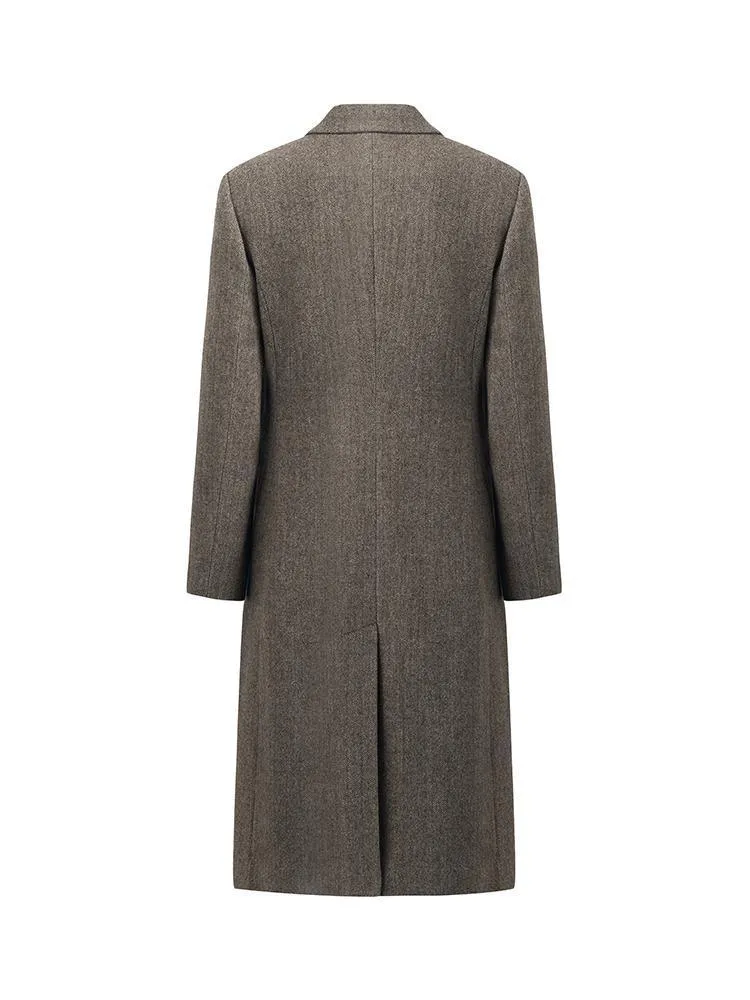 Washable Wool Notched Lapel Coat