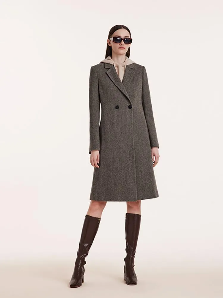 Washable Wool Notched Lapel Coat