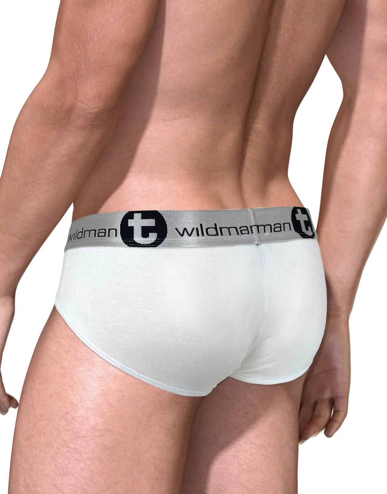 WildmanT Modal Big Boy Pouch Brief Silver White