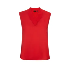 Women Lydiaay-Rib V-Neck Sleeveless Jumper - Red