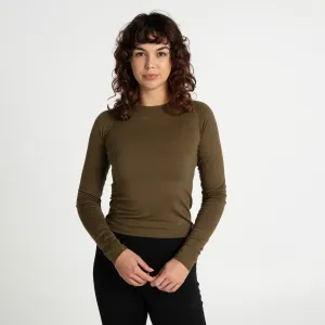 Womens Merino LS Base Layer Olive