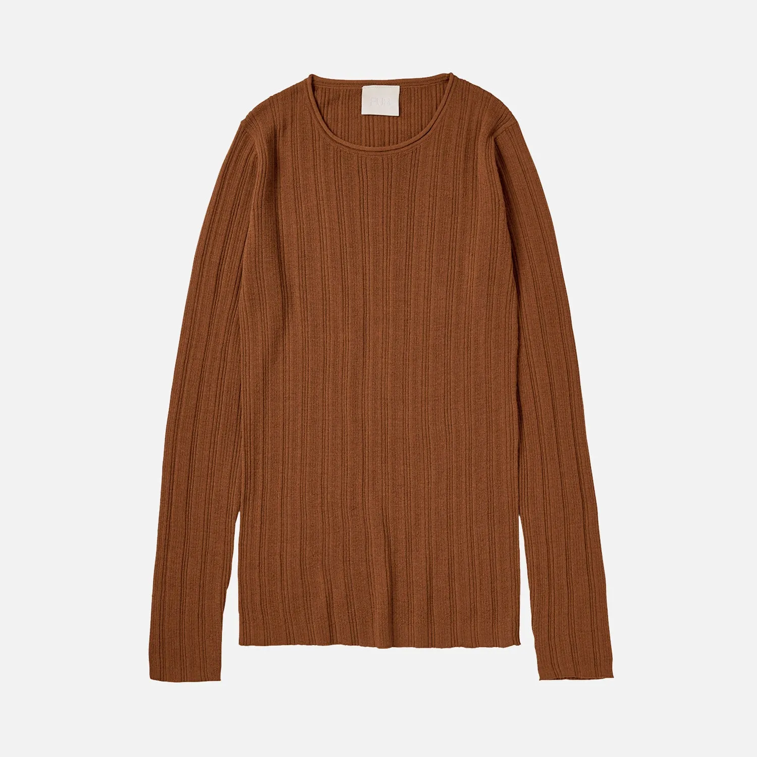 Womens Merino Wool Rib Top - Ochre Orange