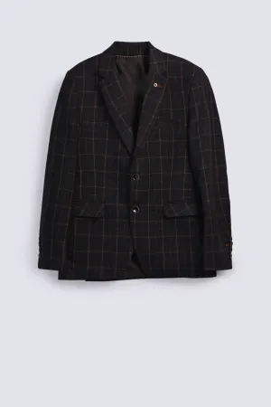 WOOL BLEND CHECK COAT