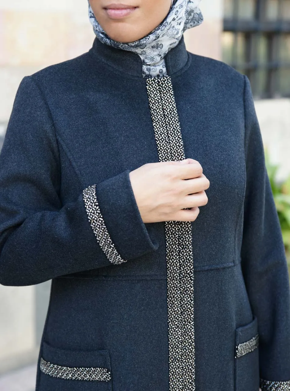 Wool Coat with Beadwork