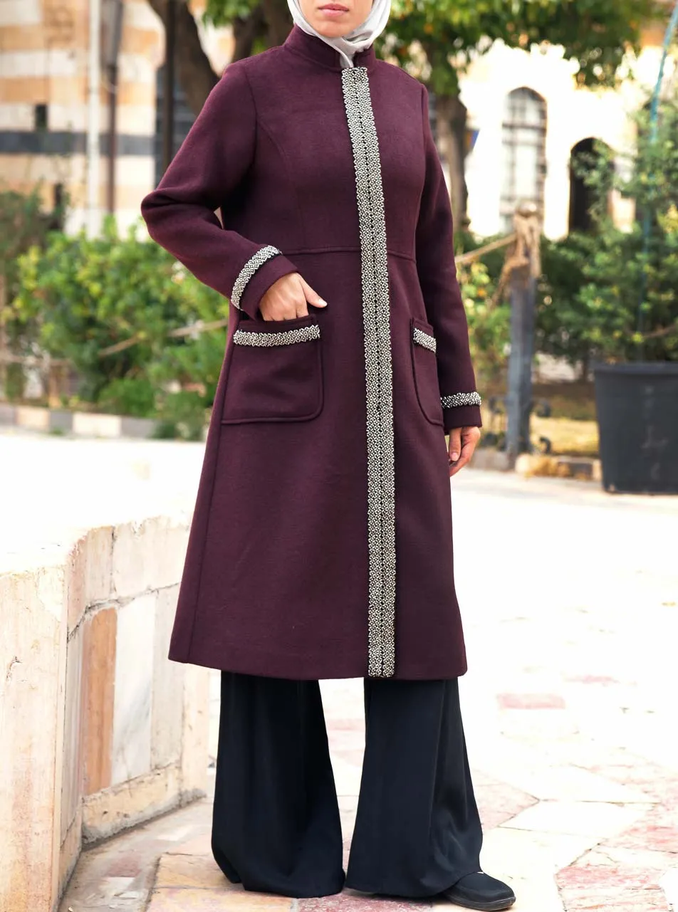 Wool Coat with Beadwork