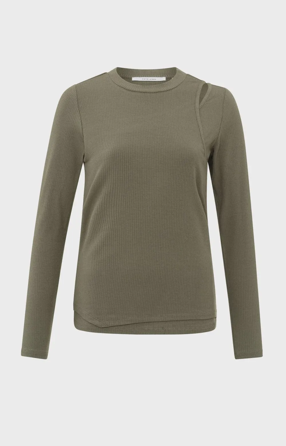 Yaya Long-Sleeve Top with Double Layer Cut-Out