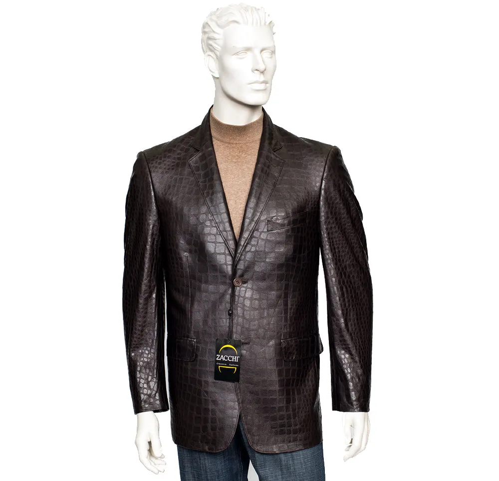 Zacchi Mickey Alligator Leatherette Brown Jacket (71102) (FINAL SALE) (SIZE 52L ONLY)