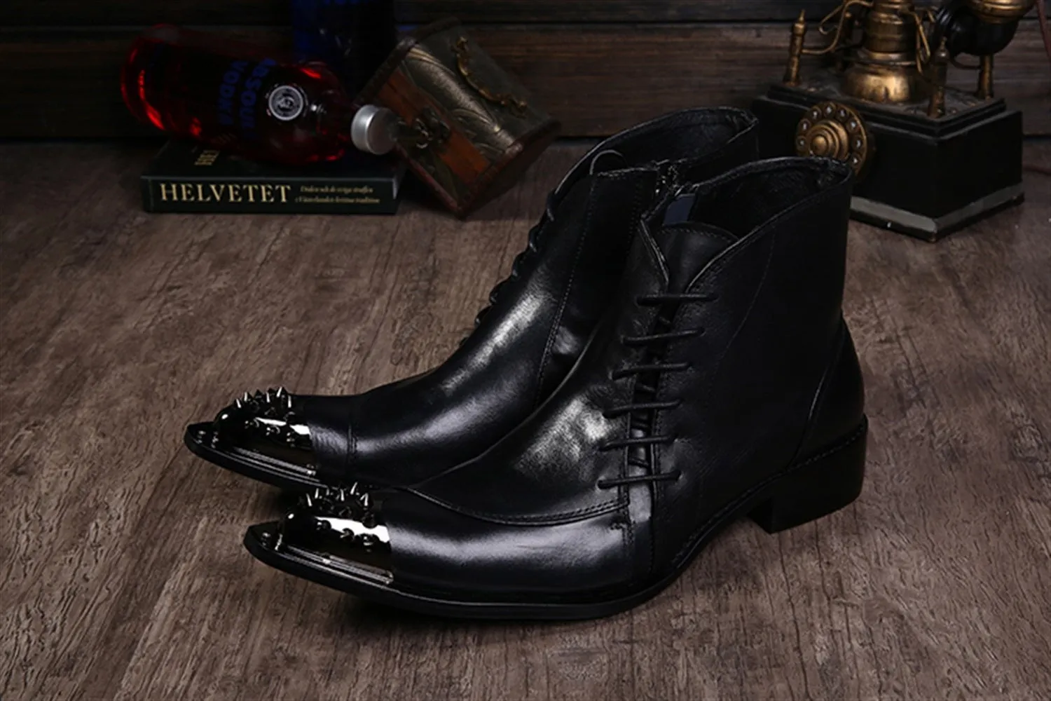 Zip Pointed High Top Mens Boots