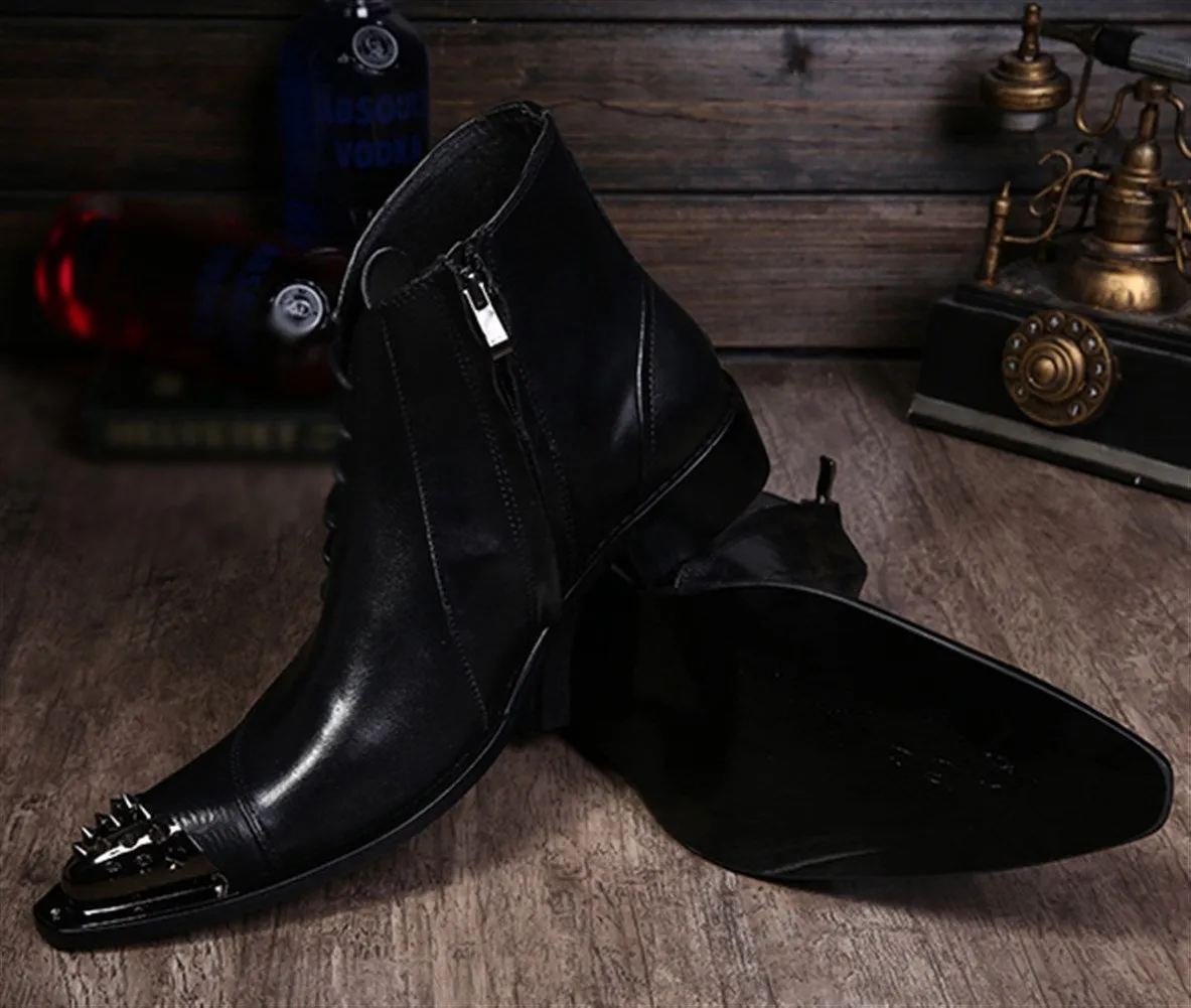 Zip Pointed High Top Mens Boots