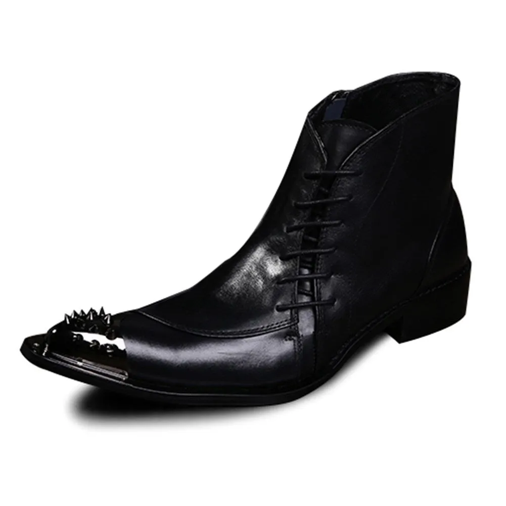 Zip Pointed High Top Mens Boots